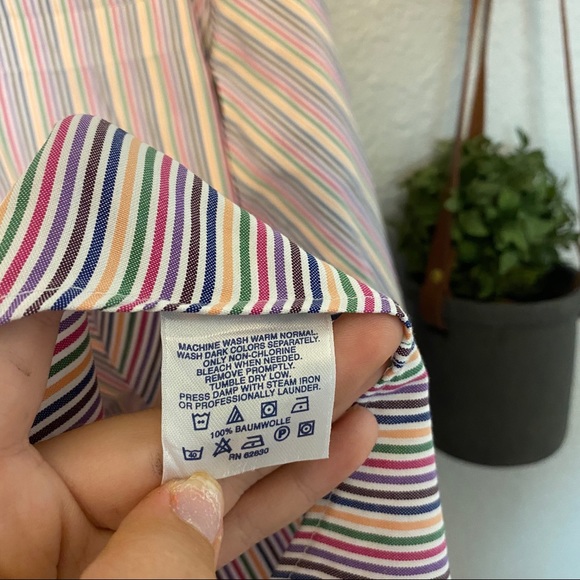 LANDS END BRIGHT STRIPPED BUTTON DOWN {16} - Picture 6 of 6